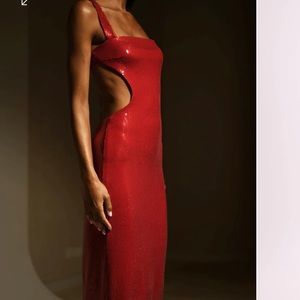 XS Meshki Adoria gown in RED. NWT NEVER WORN
